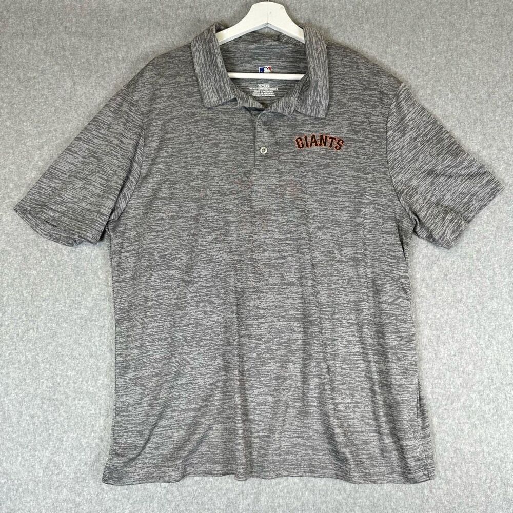 SF Giants Polo Shirt mens XL heathered grey short sleeve MLB baseball